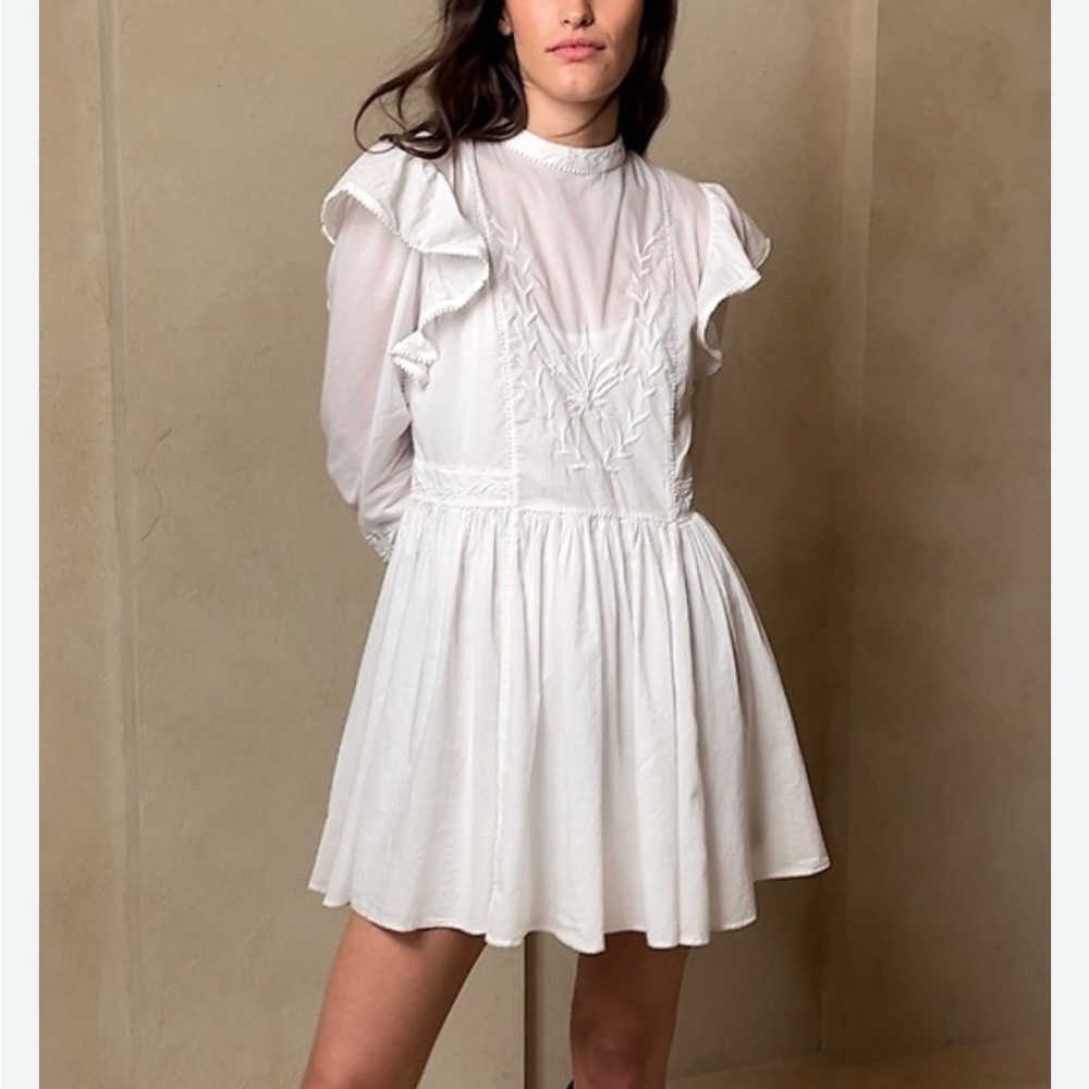 Banana Republic ESME EMBROIDERED MINI DRESS boho Victorian cottagecore size XL